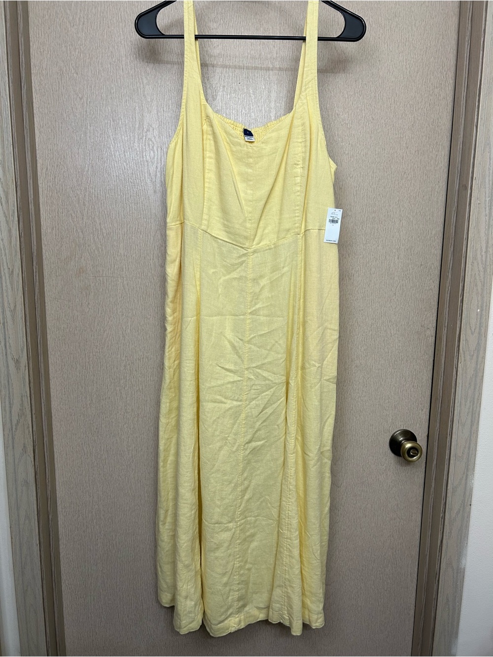 Old Navy - Butter Yellow Linen Midi Dress - Size L - NWT